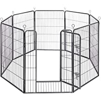 FEANDREA Parque para Perros de 8 Paneles- Jaula para Perros de Gran Capacidad- 77 x 100 cm- Gris PPK81G